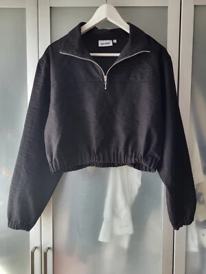 Weekday | Agda Zip Blouse cropped Oversize Shirt leichter Pullover 36/S schwarz - Bild 1 von 4