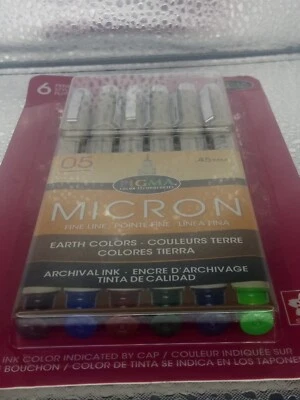 Paquete de 6 bolígrafos Pigma Micron colores tierra .45 mm #30069 Sakura  Foto 1 de 4