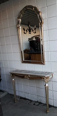 Espejo de consola italiano de madera dorada plateado de colección espejo insertado tallado enviamos Foto 1 de 4