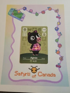 Agnes #172 Animal Crossing Amiibo Card Authentic Never Scanned - Imagen 1 de 3