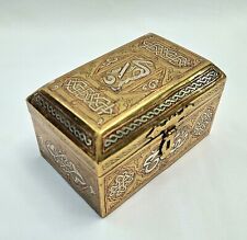 Middle Eastern brass casket / box, silver & copper overlay, in Cairoware style.