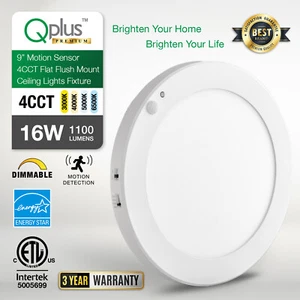 QPLUS 9Inch Motion Sensor LED Ceiling Night Light Flush Mount 16W 4CCT WHITE