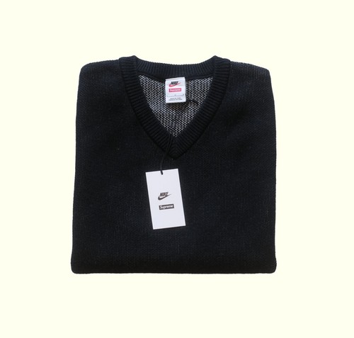 SUPREME NIKE SWOOSH CANOTTA SKATEBOARD TOP MAGLIONE MAGLIA NERO TAGLIA L HF9638 010