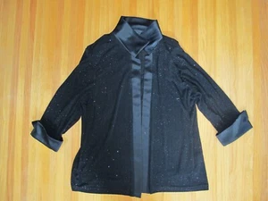 Vintage R&M Collection Women's XL Black Sparkly Open Jacket w/Built in Tank - Picture 1 of 8