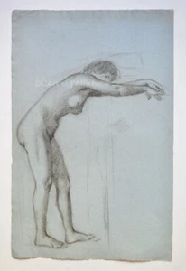 DESSIN au fusain, ÉTUDE DE NU féminin, cir. 1918, Charcoal Drawing female nude - Imagen 1 de 2