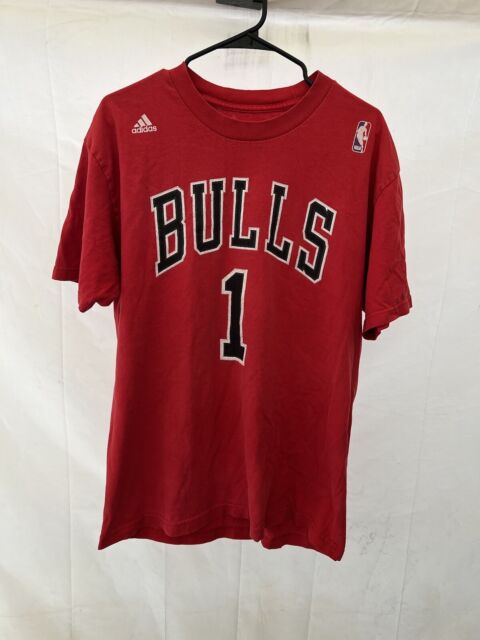 NBA Shirt Mens Medium Gray Bulls Basketball Rose 1 Short Sleeve Crew N