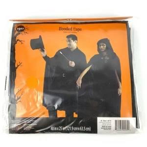 Hooded Cape Halloween Costume Accessory Black Knit Cosplay Horror 48x25 - Picture 1 of 2