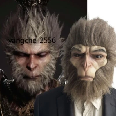 Black Myth: Wukong Mask Funny Monkey Headgear Halloween Cosplay Props Latex New - Image 1 of 4
