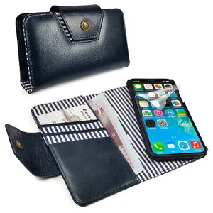 Alston Craig Slim Magnetic RFID Leather Case Wallet for iPhone X / XS -Navy Blue - Picture 1 of 5