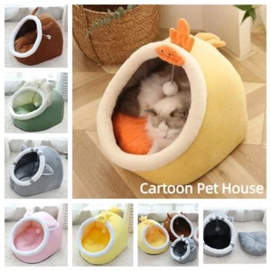 Cats Dog Anti-Slip Warm Kennel Cartoon Pets Nesting Bed Soft Fleece Cave Cushion - Picture 1 of 25