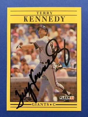 TERRY KENNEDY (FLORIDA STATE HOF) Signed 1991 Fleer #263 GIANTS Autograph Auto - Image 1 of 2
