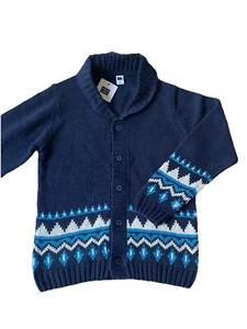 Janie And Jack Sweatshirt Blue With Buttons And Pattern Boys Size 10 New RP $59 - Picture 1 of 3