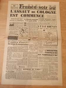 WW2 WAR 39/45 NEWSPAPER FRANCE EVENING 4 MARCH 1945 RUSSIANS IN KOSLIN LE RHIN FRANKI - Picture 1 of 1