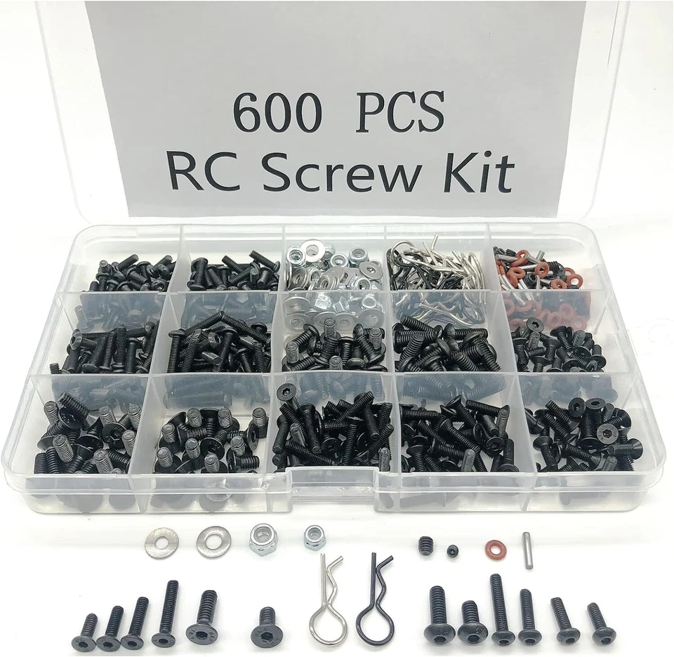 600pcs Universal RC Screw Kit Screws Assortment Set Hardware Fasteners for Tr... - Image 1 of 3