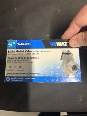 Watts 3/4” Boiler Relief Valve 30 Psi And Flood Sensor 374a-030 - Image 1 of 4