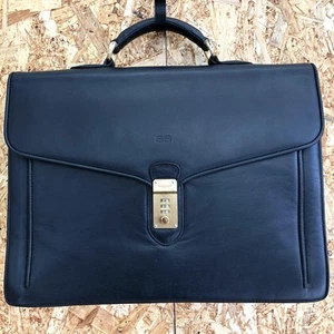 Balenciaga Business Bag Briefcase Leather Black x Gold Striped Lining - Picture 1 of 20