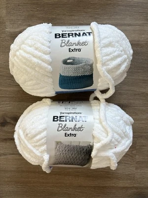 2 full 10.5-ounce skeins Yarnspirations Bernat Blanket Extra white yarn - Image 1 of 3