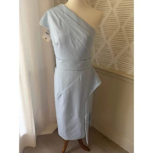 Abito TS Couture taglia 8 blu chiaro medio monospalla cocktail sera festa nuovo con etichette - Foto 1 di 6