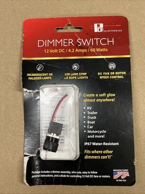 ‎EPL1012-B 12 Volt DC Dimmer for LED Halogen Incandescent LED Fan RV Auto Marine - Image 1 of 4