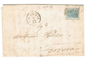 REGNO D'ITALIA - Annullo numerale 2371 CHIOGGIA su lettera da CHIOGGIA a FERRARA - Foto 1 di 5
