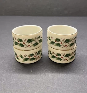 Juego de 4 servilleteros Lenox HOLIDAY HOLLY China hechos en Japón - Imagen 1 de 12