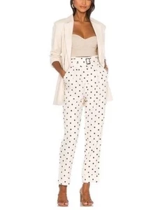 Pantalones al tobillo Tularosa Zuri Revolve marfil negro bolsa de papel a lunares talla S - Imagen 1 de 9