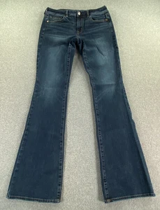 American Eagle Jeans Womens 8 X-Long Blue Kick Boot Stretch Dark Denim Classic - Picture 1 of 12