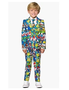 NEW OppoSuits Nintendo Super Mario Suit and Tie Boys Size 4 Year Multicolor - Picture 1 of 13