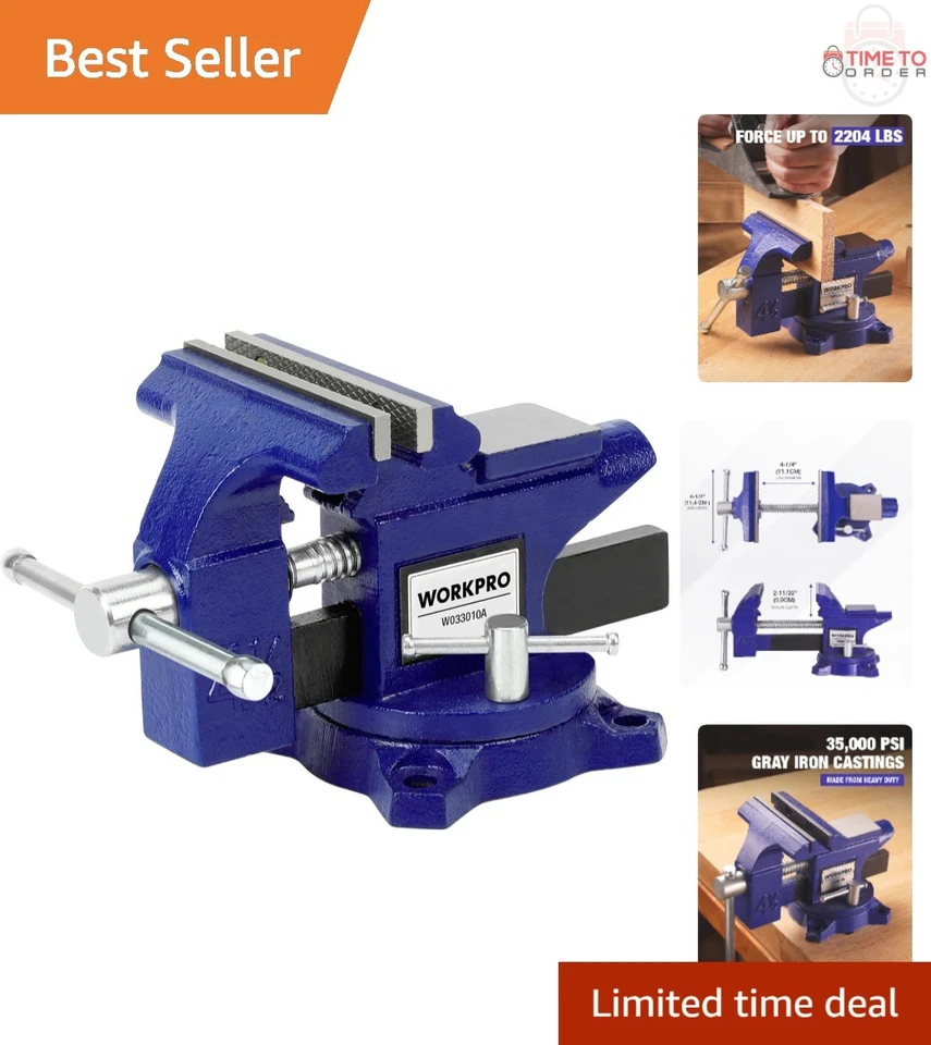 WORKPRO 4-1/2" Bench Vise - Versatile Vice for Workbench Pipe and Home Projects