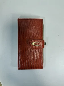 Billetera de lujo vintage de piel de becerro Amity Buffalo roja - granate dorada sangre de buey - Imagen 1 de 5