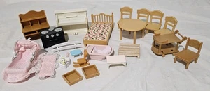 Huge Genuine Calico Critters Accessories Lot Table Chairs Piano Baby Furniture - Picture 1 of 9
