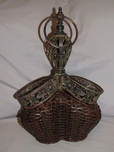 Vintage Strohhalm und Metall Doppel Wein Halter 21" - Bild 1 von 6