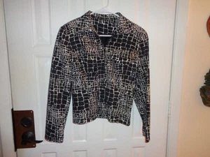 Jacket Blazer Black Pink Blue Floral Sequin Like Accents Size Small - Picture 1 of 2