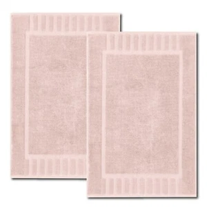 White Classic Luxury Bath Mat Floor Towel Set - 100% Cotton 22x34, 2 Pack, Pink - Picture 1 of 6