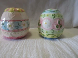 CERAMIC EASTER EGG SALT & PEPPER SHAKER-FLOWER DESIGN E1-01 - Picture 1 of 4