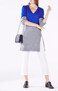 NEW BCBG MAXAZRIA MACKI COLOR BLOCKED TUNIC SWEATER FTK1V342/B726A SZ XS - Picture 1 of 4