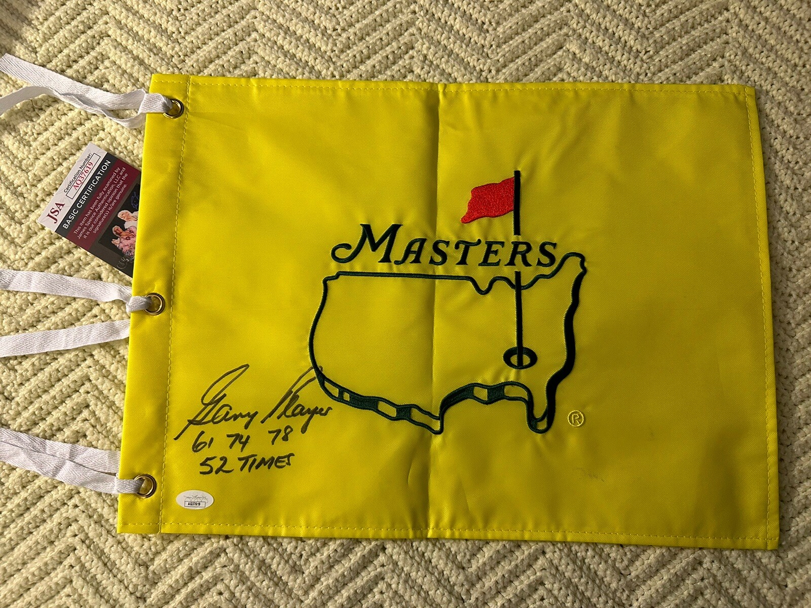 Gary Player Autographed Signed 2022 Masters Golf Flag Augusta JSA Authenticated COA 