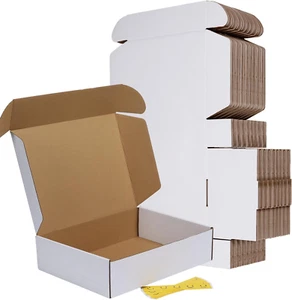 12X9X3 Inches Shipping Boxes Set of 50, White Small Corrugated Cardboard Box, Ma - Picture 1 of 6