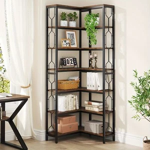 7 Tier Corner Shelf Standing Bookcase Display Storage Organizer Rack Plant Stand - Picture 1 of 8