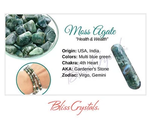 MOSS AGATE Crystal Information Card, Double sided #HC100 - Picture 1 of 2