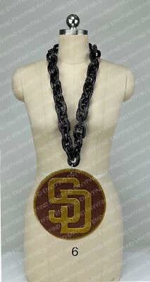 New MLB SAN DIEGO PADRES BLACK Bling Glitter Fan Chain Necklace Foam MadeinUS - Image 1 of 3