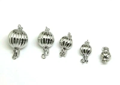Genuine Sterling silver 6mm, 7mm, 8mm, 10mm or 12mm Corrugated Ball Pearl Clasp - Image 1 of 4