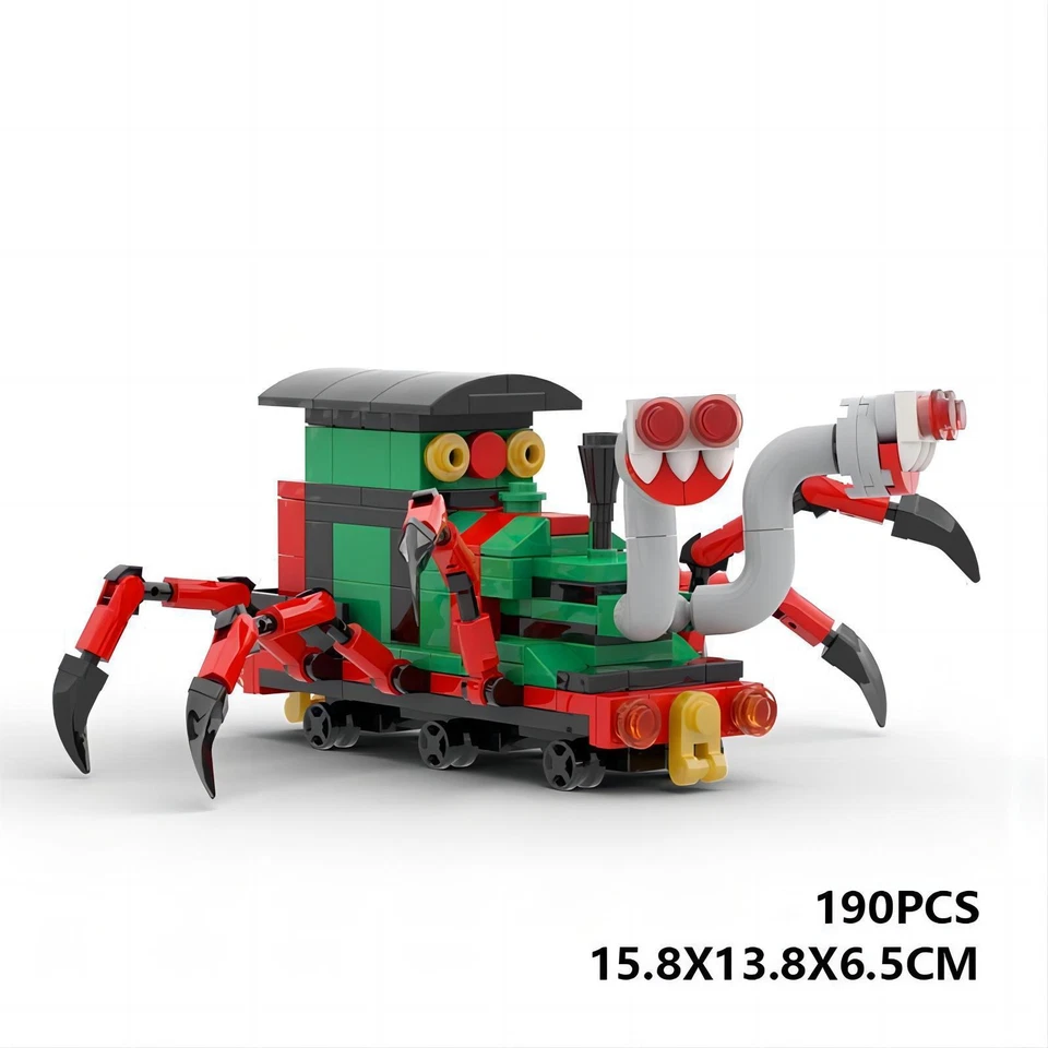 LITTLEDRAGONER MOC Choo-Choo Charles Thomas 15 cm Green Spider Train Building Block Kit 190 PCS