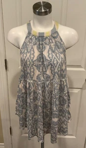 Free People Babydoll-Tanktop grau, hellbraun & gelb gemustert, Größe Small - Bild 1 von 5