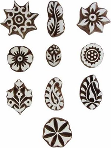 Wooden Handcarved Printing Stamp Block Decorative Pottery Crafts Textile Blocks - Picture 1 of 2