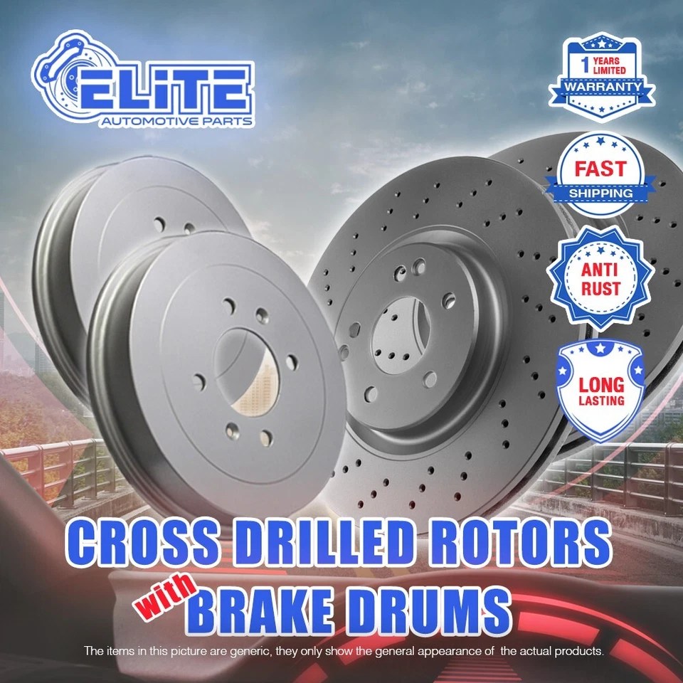 Front Cross Drilled Rotors + Rear Drums for 2005-2006 Chevrolet Equinox - Image 1 of 1