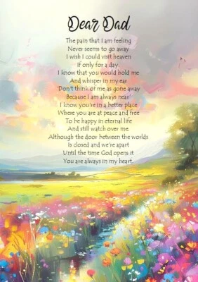 PICKTURE THIS GREETING CARDS NEW A5 Size Graveside Memorial Card Fully Waterproof & Laminated Dear Dad