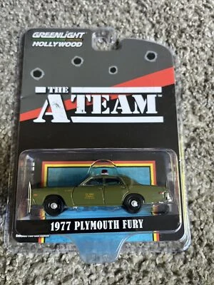 1/64 Greenlight 1977 Plymouth Fury U.S. Army Police Green Diecast Model 44865A - Image 1 of 2