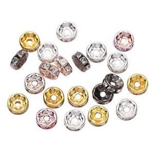 50pcs Rhinestone Rondelles Crystal Bead Loose Spacer Bead for DIY Jewelry Making