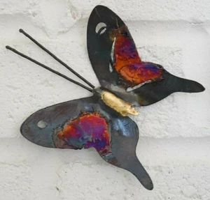Handmade Recycled metal Butterfly wall hanging decoration - 14 cm - Picture 1 of 3
